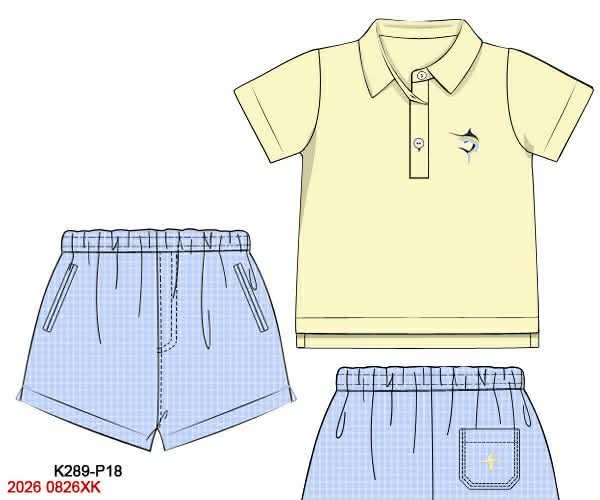 PREORDER 12: FRENCH KNOT MARLINS BOY POLO SET